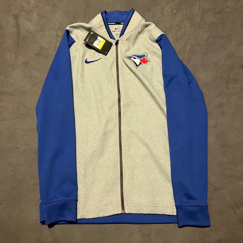 Nike Toronto Blue Jays Bomber Style Track Jacket Mens Small Grey Blue Dri-Fit